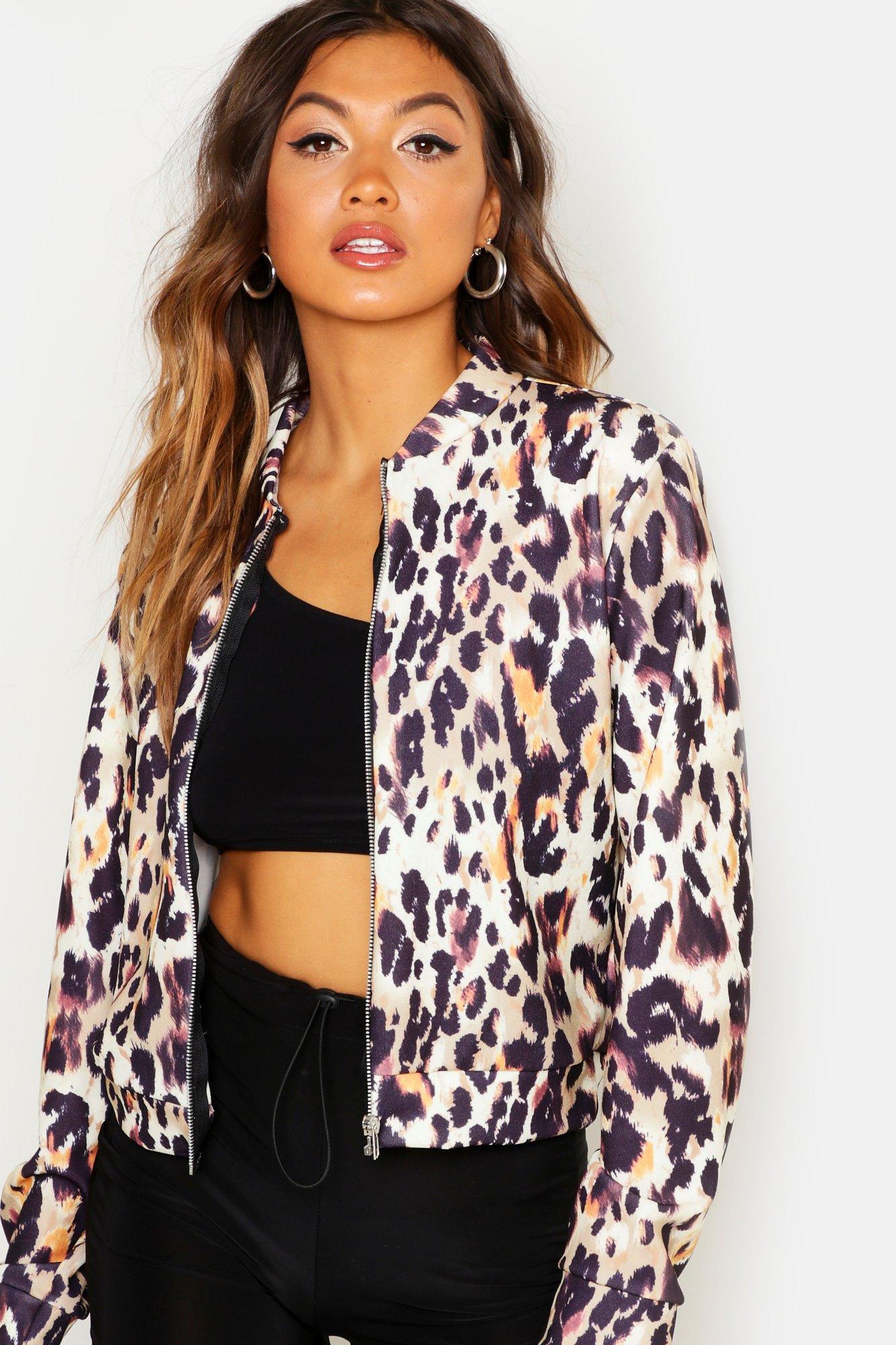 Leopard Print Bomber Jacket boohoo CA