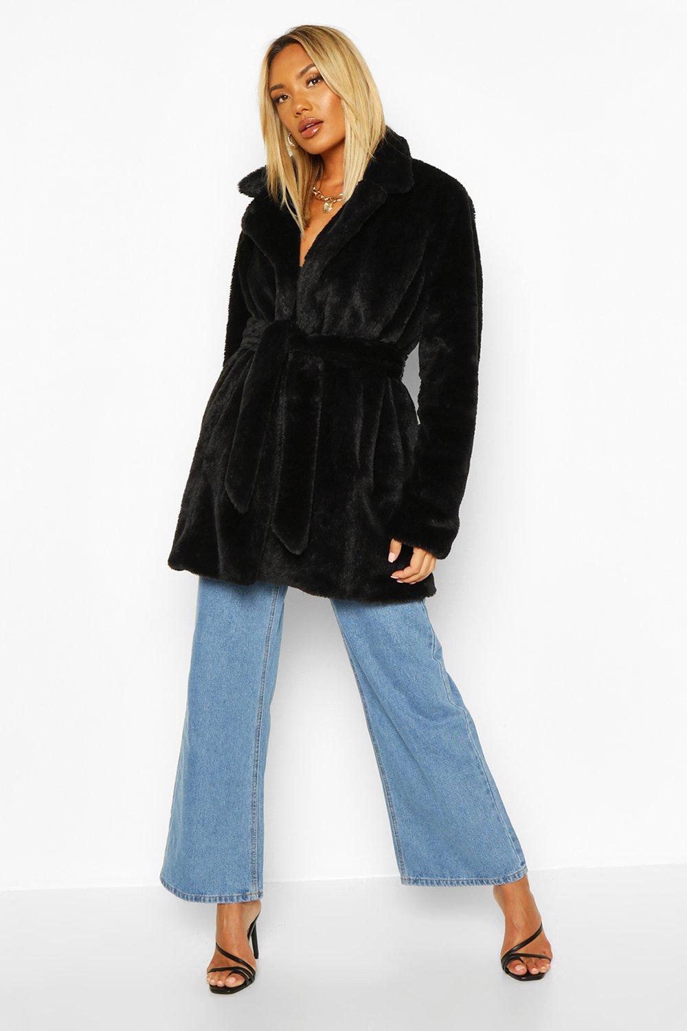 belted fur jacket