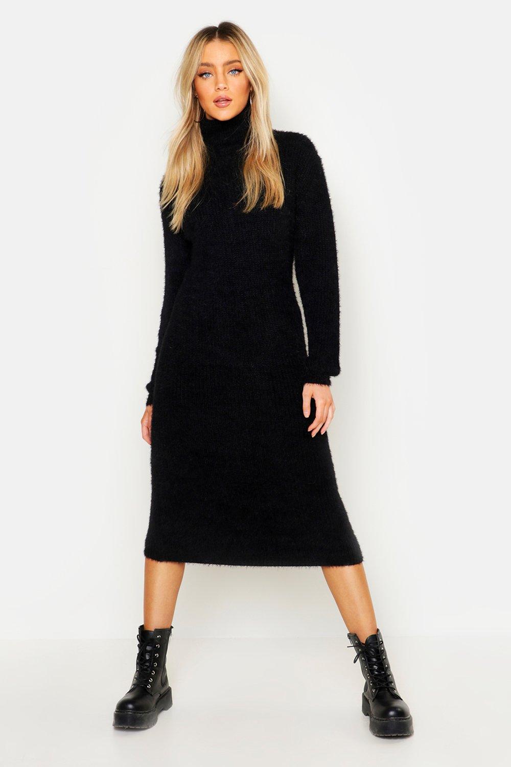 roll neck knitted jumper dress