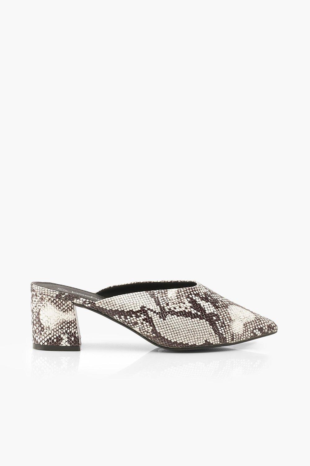 Pointed Block Heel Mules boohoo UK