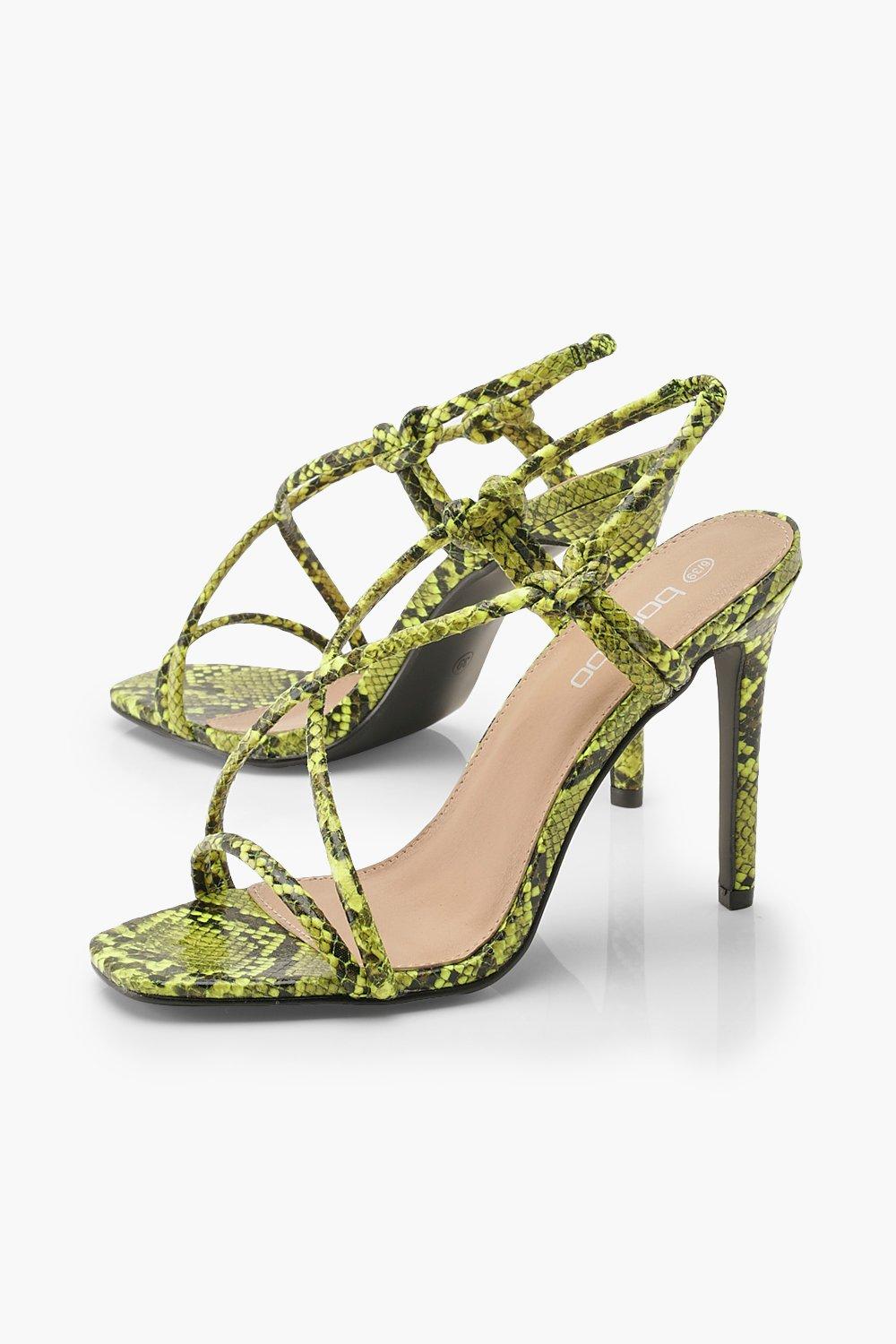 Lime Snake Strappy Heel Sandals