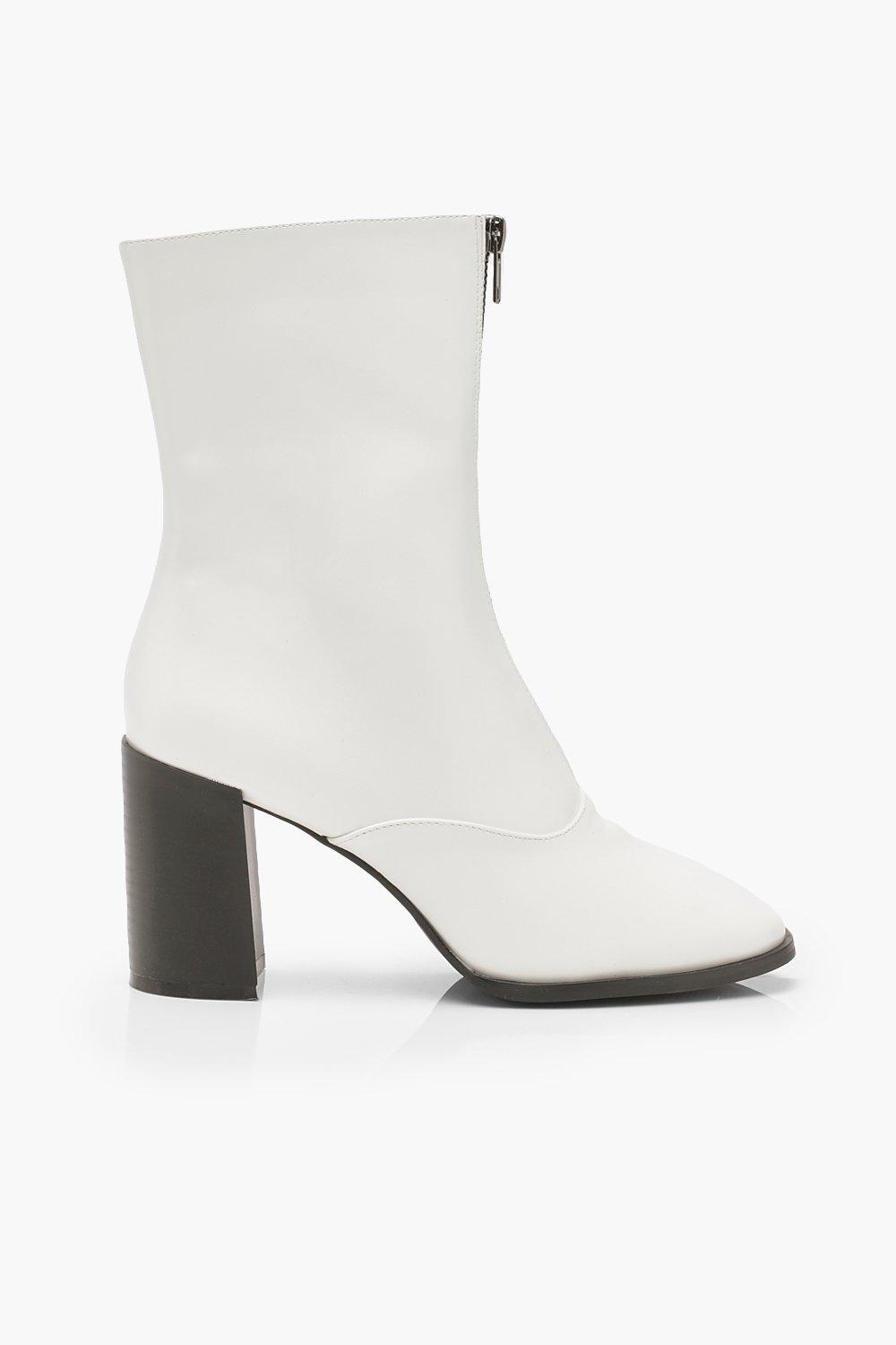 white boots with black heel