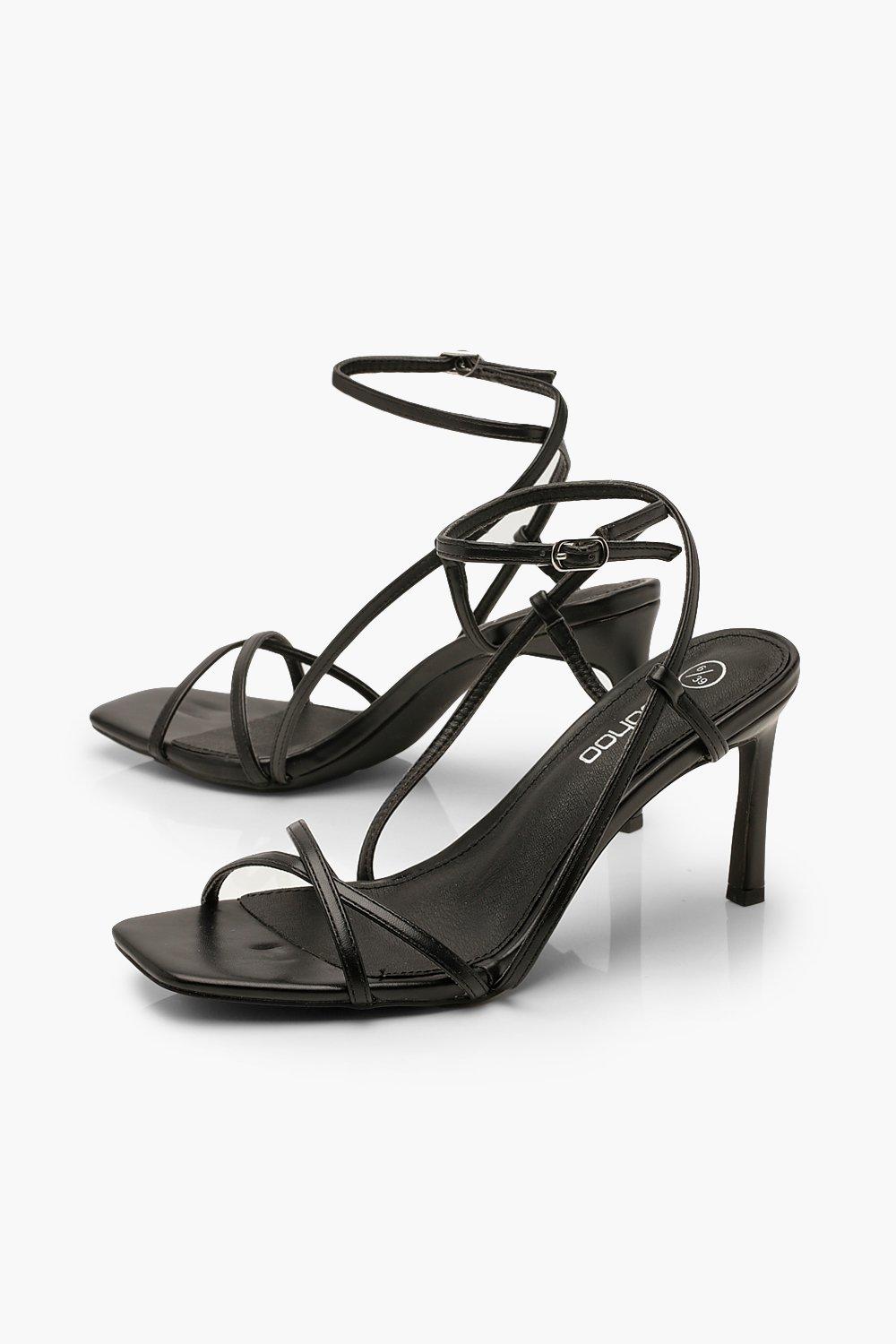 Strappy Square Toe Heeled Sandals | boohoo