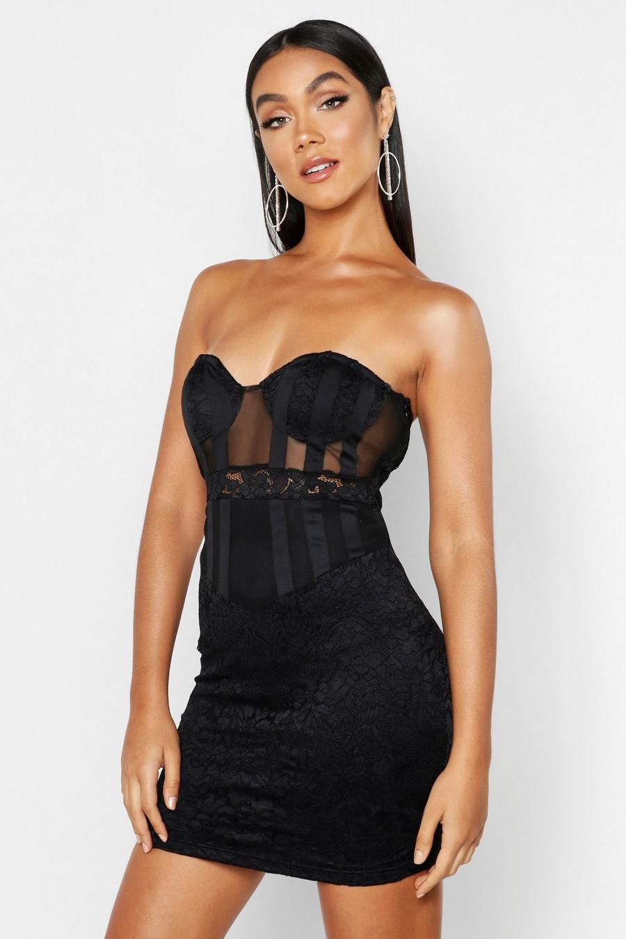 Bandeau Cupped Mesh Lace Mini Dress image number 1