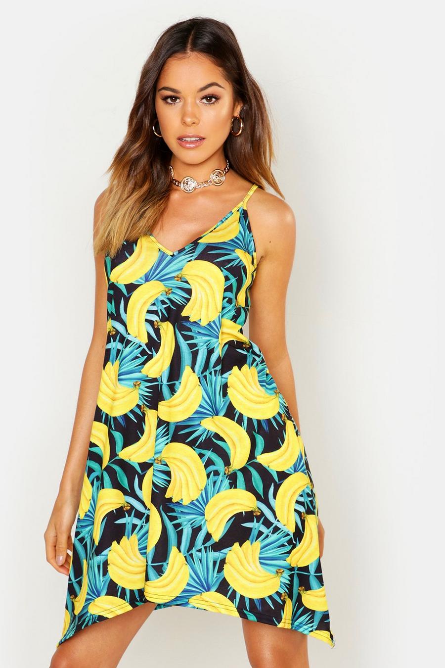 Yellow Banana Print Swing Dress image number 1