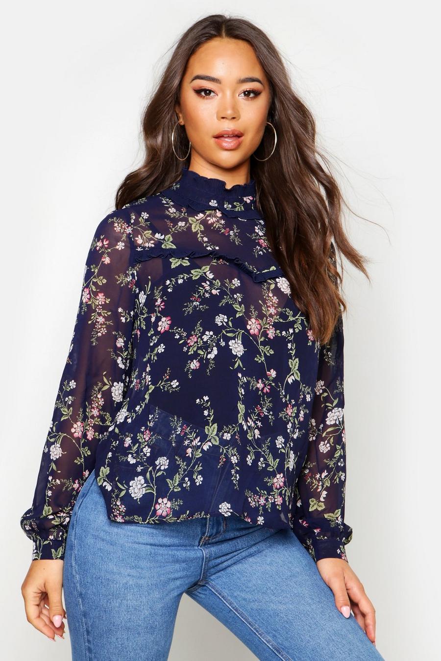 Ruffle Floral Print Blouse image number 1