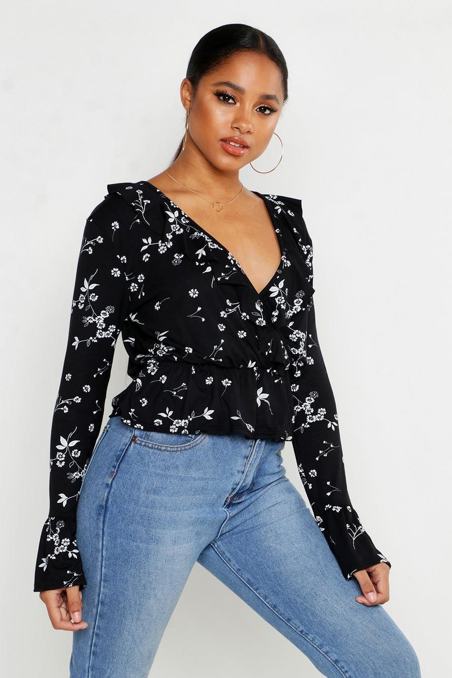 Floral Print Wrap Over Top image number 1