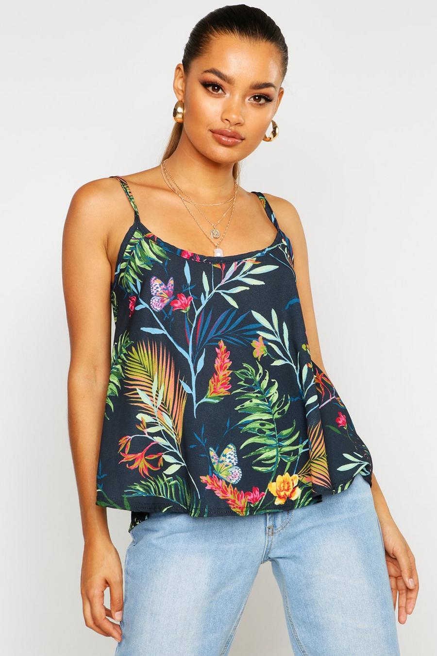 Black Woven Floral Camisole image number 1