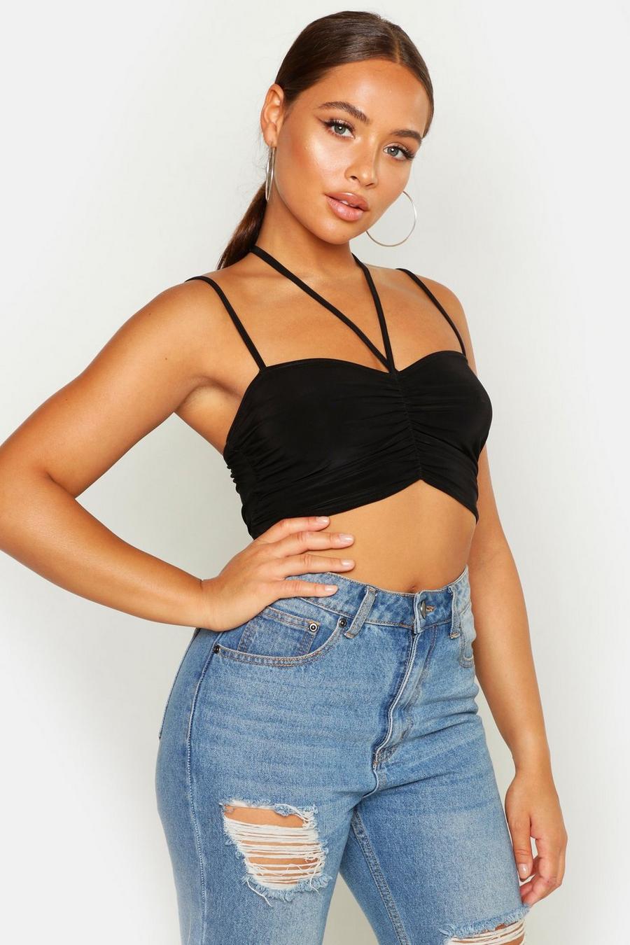 Slinky Ruched Strappy Bralette image number 1