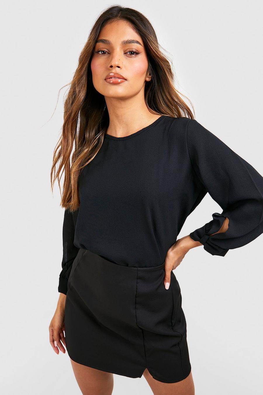 Black negro Bow Sleeve Woven Blouse image number 1