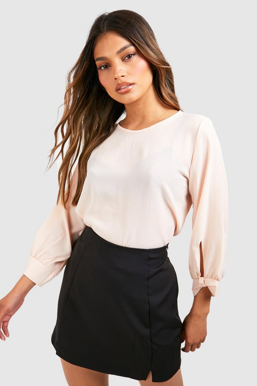 Blush Bow Sleeve Woven Blouse image number 1