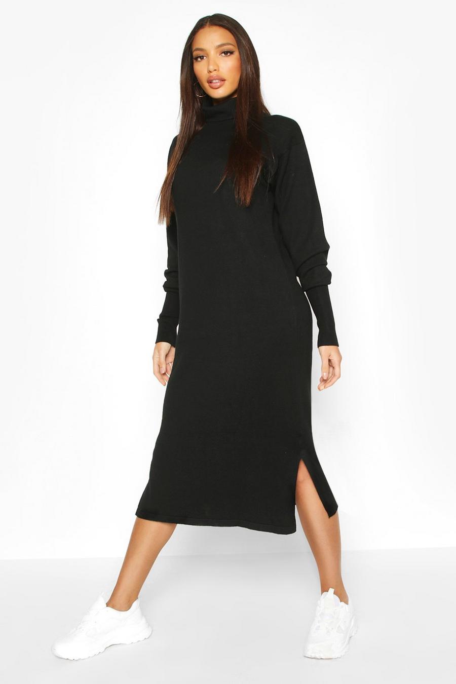 Black Premium Knitted Roll Neck Maxi Dress image number 1