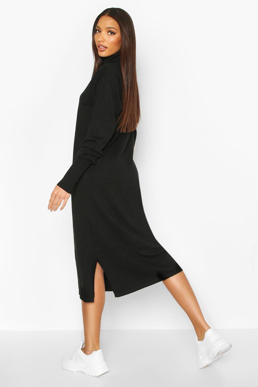 black turtleneck maxi dress