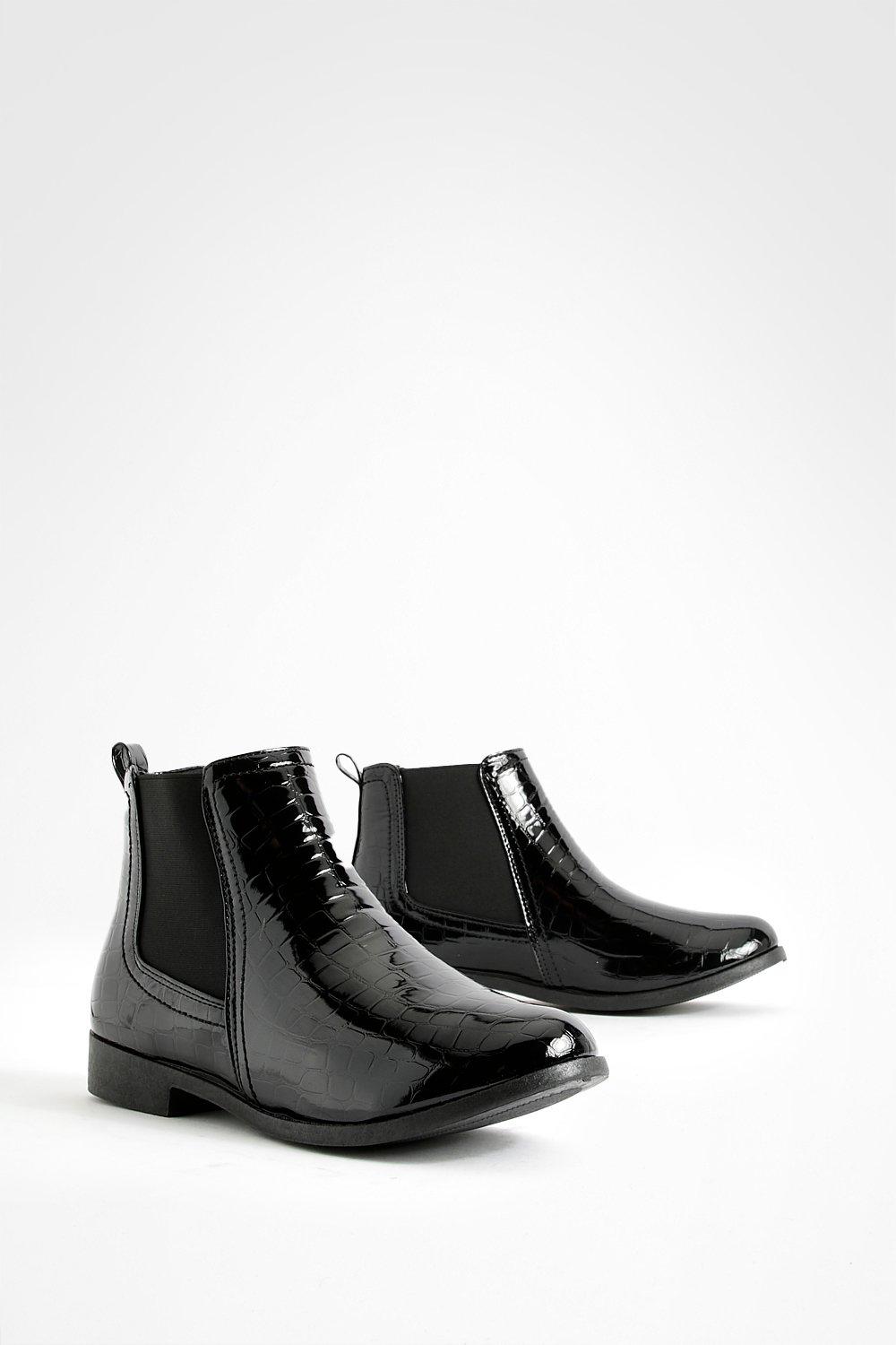 Croc patent chelsea boots new arrivals