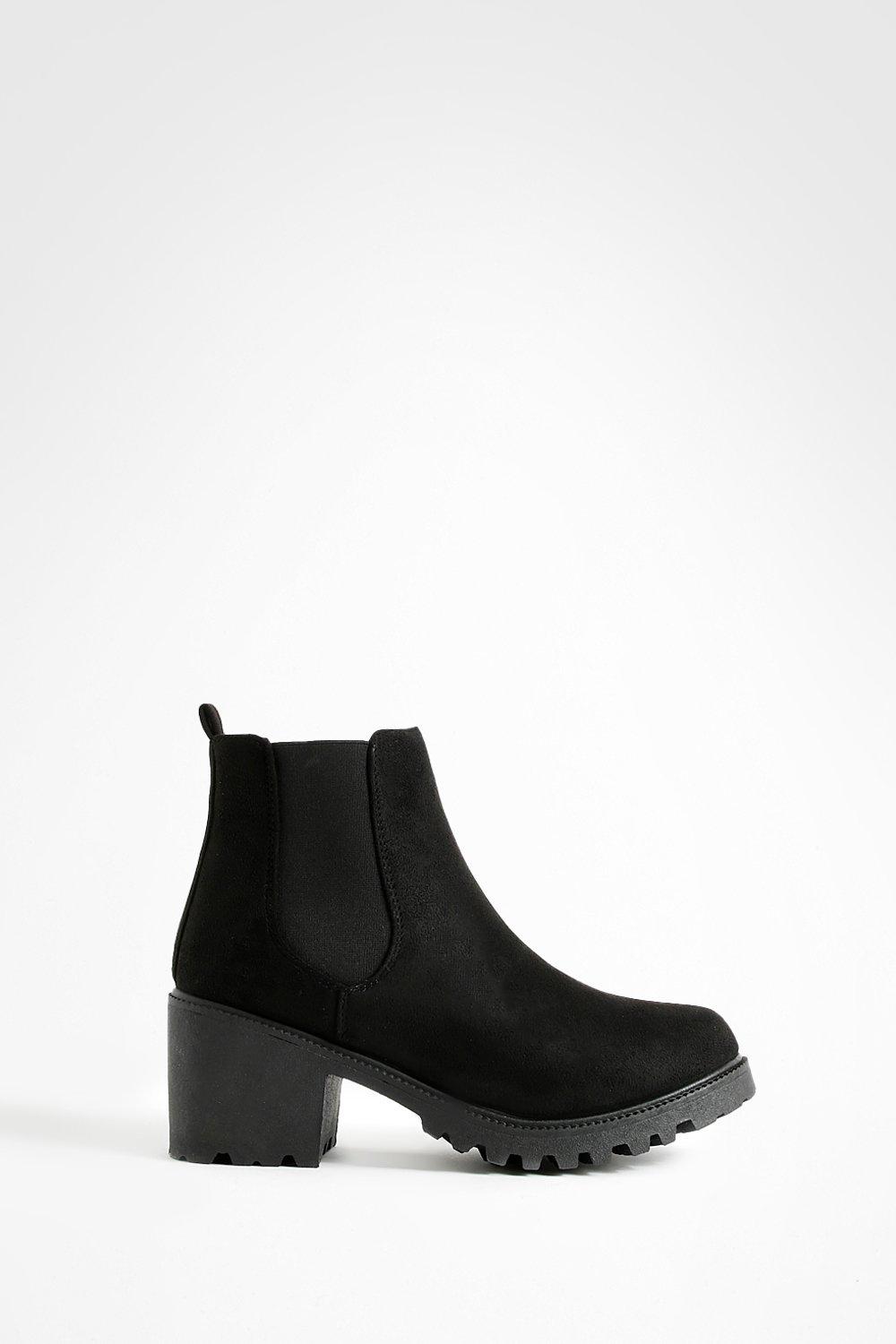 Black suedette chunky chelsea boots hotsell