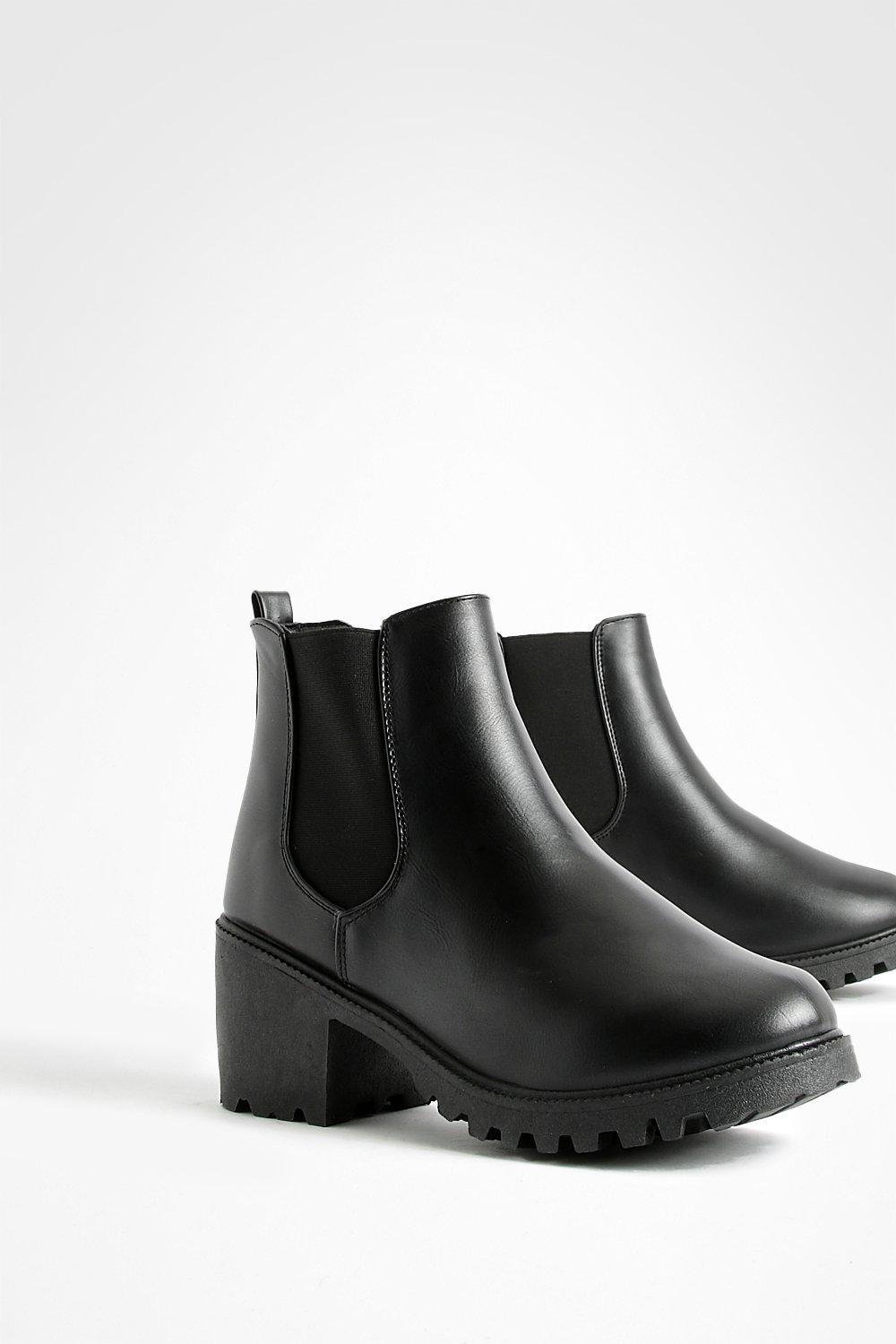 Black cleated chelsea outlet boots