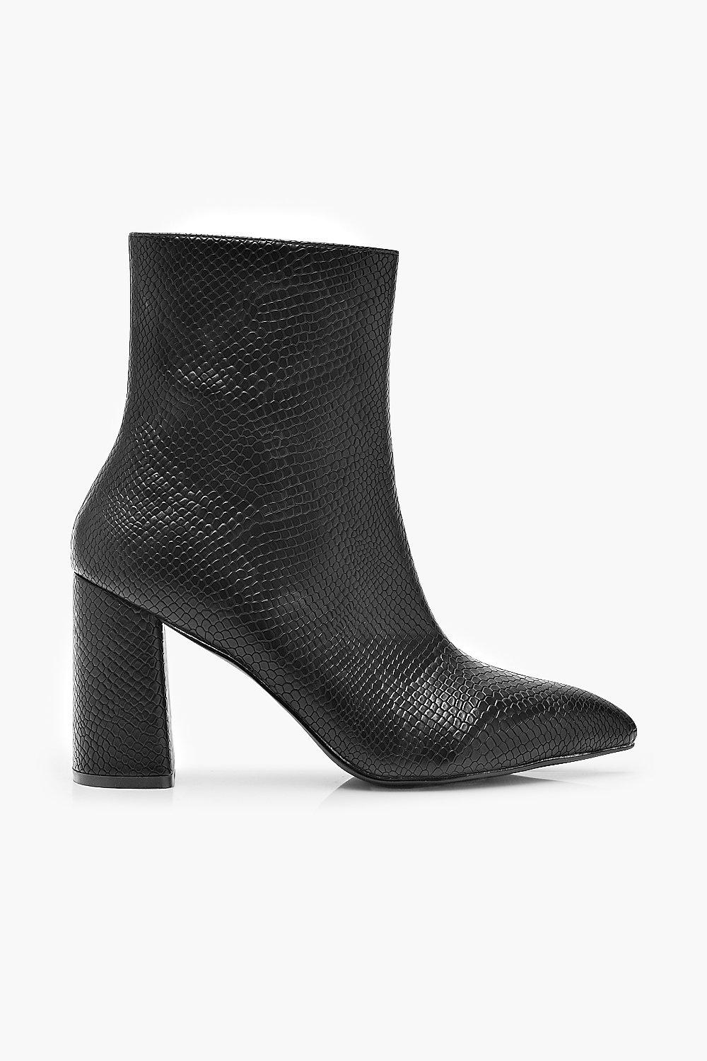 Snake Detail Pointed Sock Boots