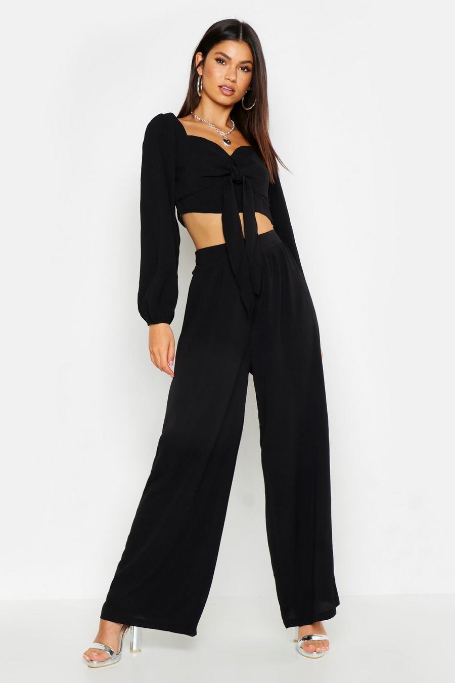 Wide Leg Woven Fabric Trousers image number 1