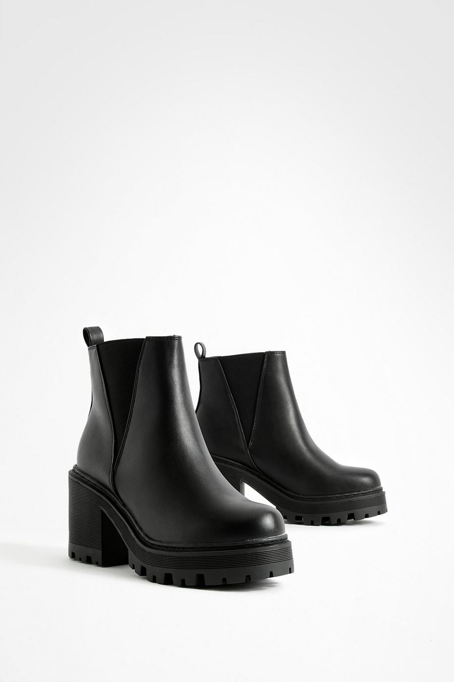 Black noir Wide Fit Chunky Block Heel Chelsea Boots image number 1