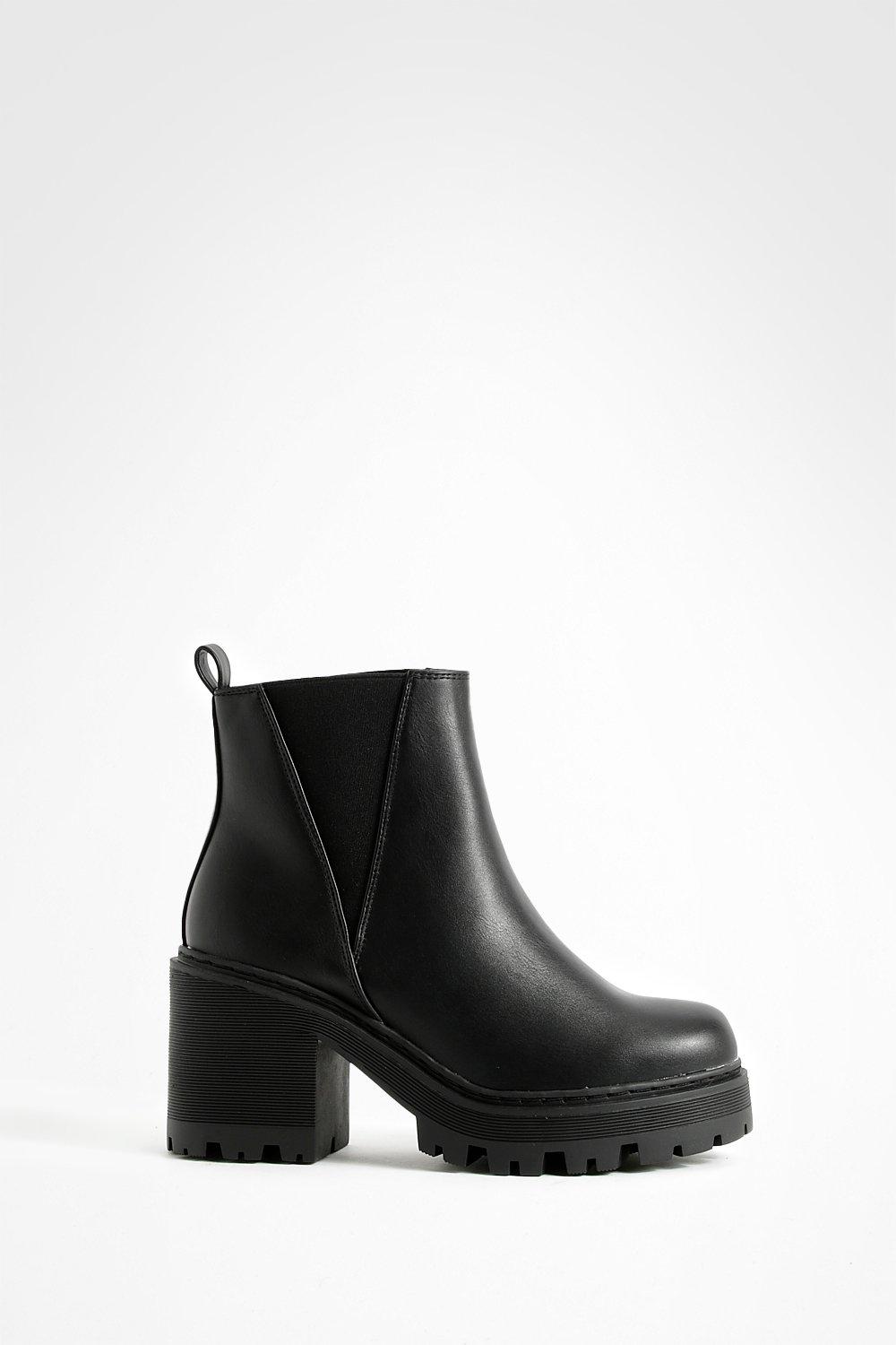 Wide Chunky Block Chelsea Boots | boohoo