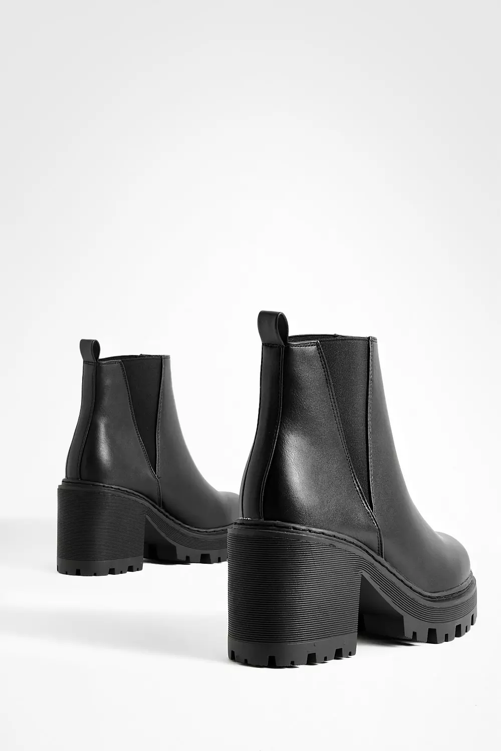 Black chunky block sales heel ankle boots