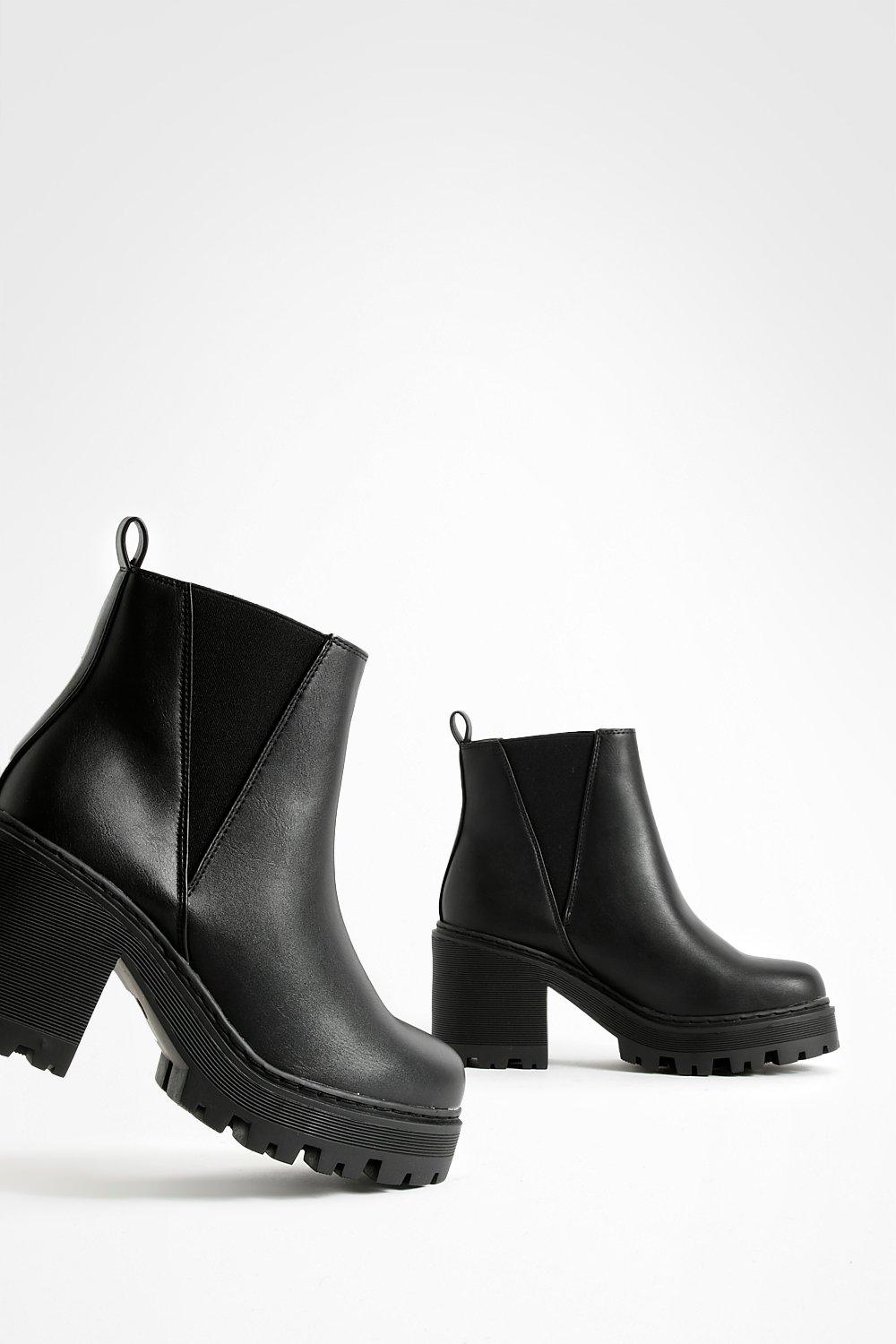 Black block heel outlet chelsea boots