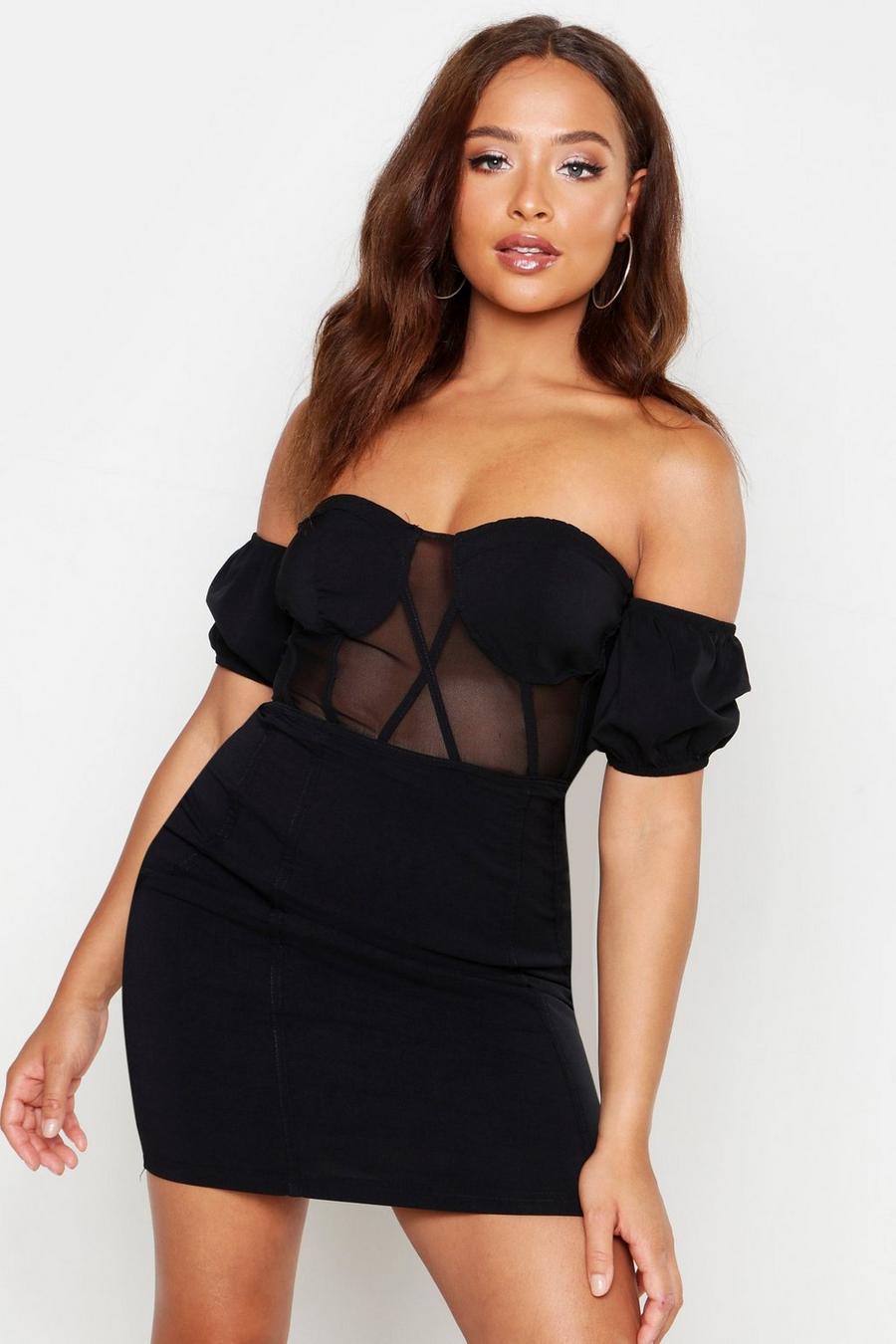 Off The Shoulder Cupped Panelled Mini Dress image number 1