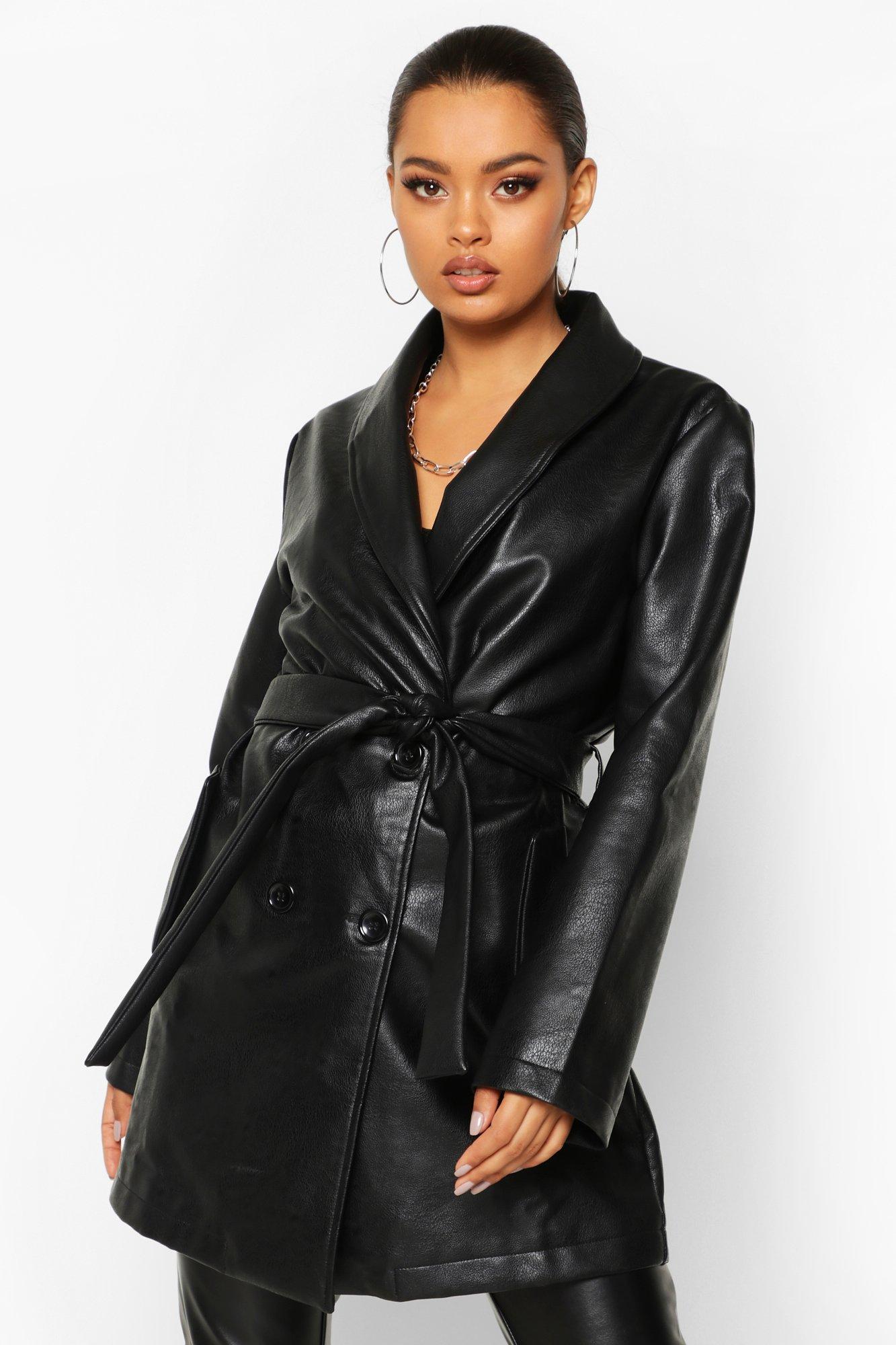 pu belted jacket