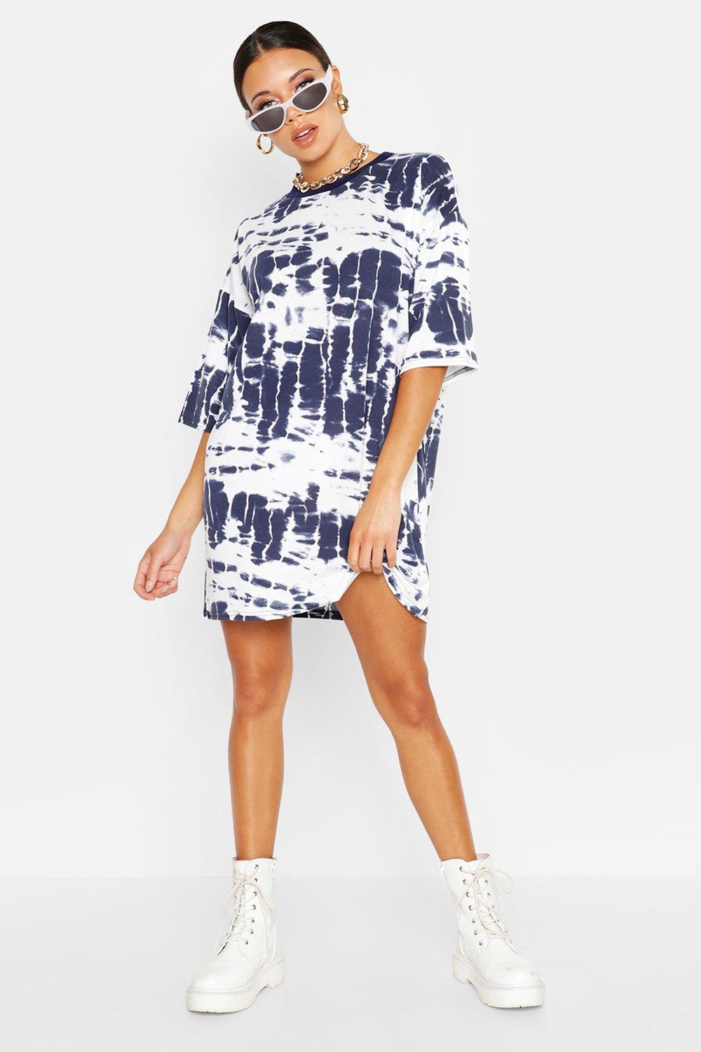 boohoo tie dye t shirt dress