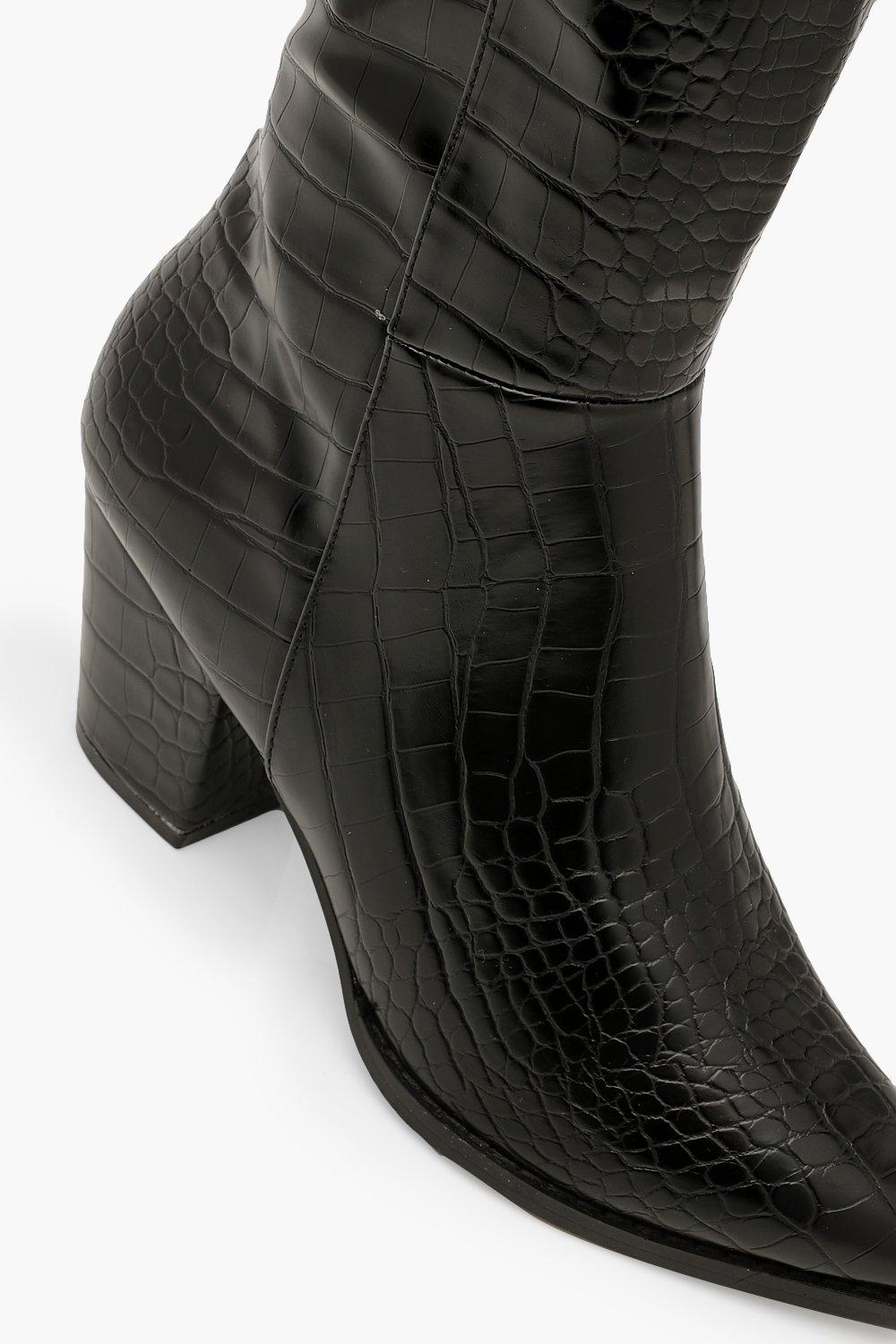 bottines western croco