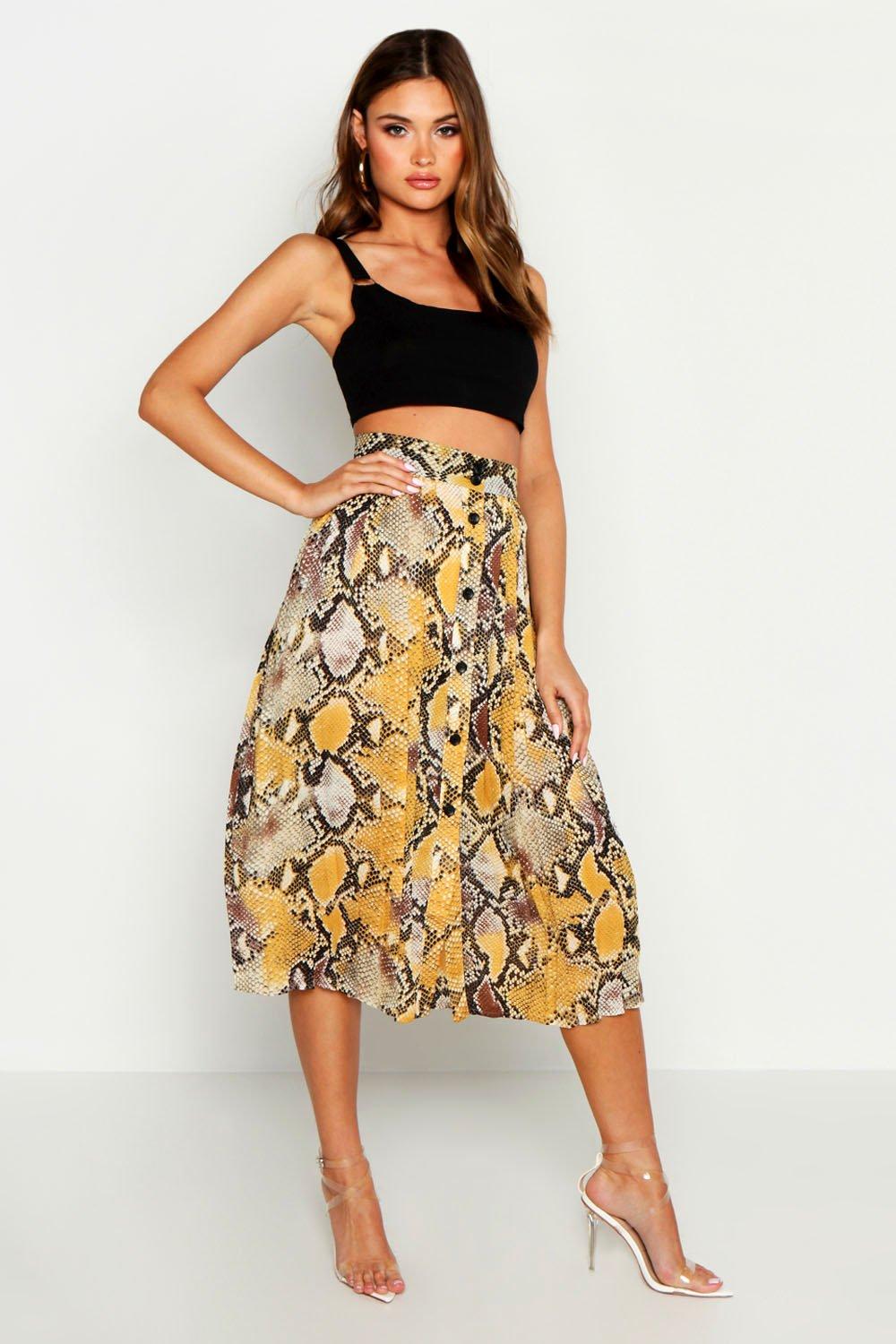 pleated button down skirt