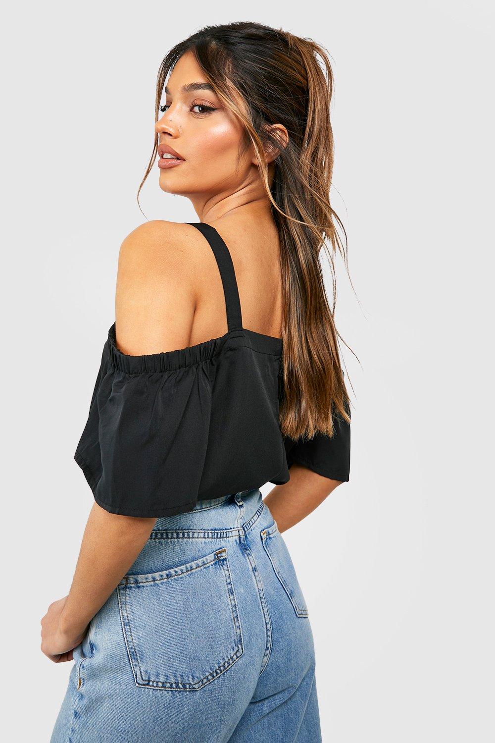 Cold shoulder short sleeve tops sale