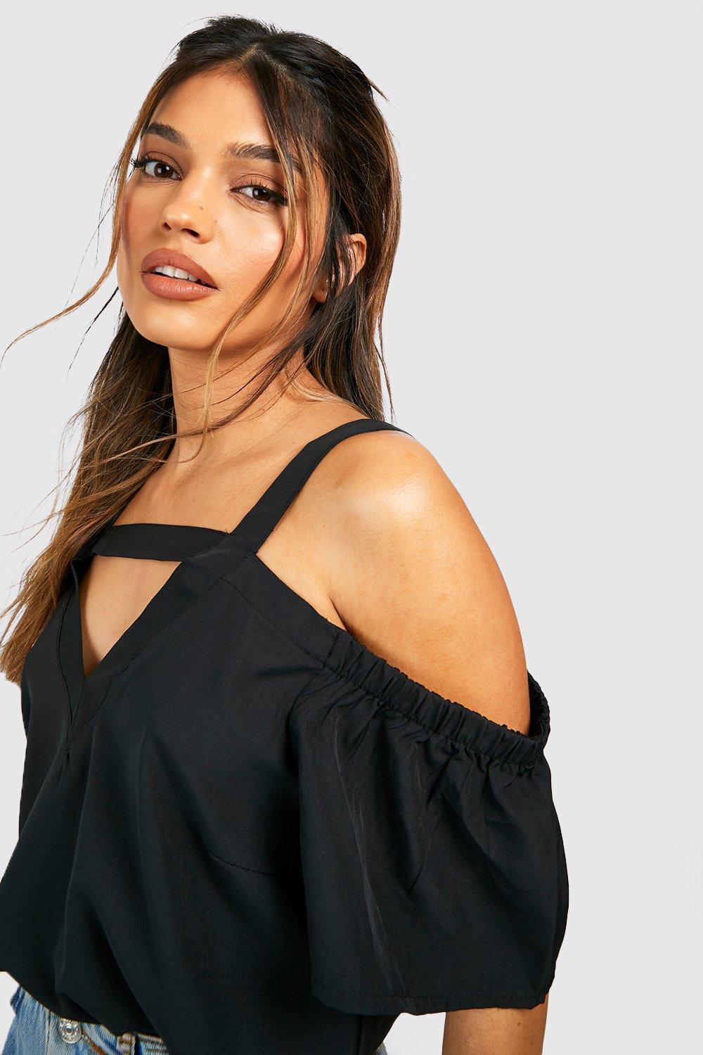 Aubrey Black Cold Shoulder Top