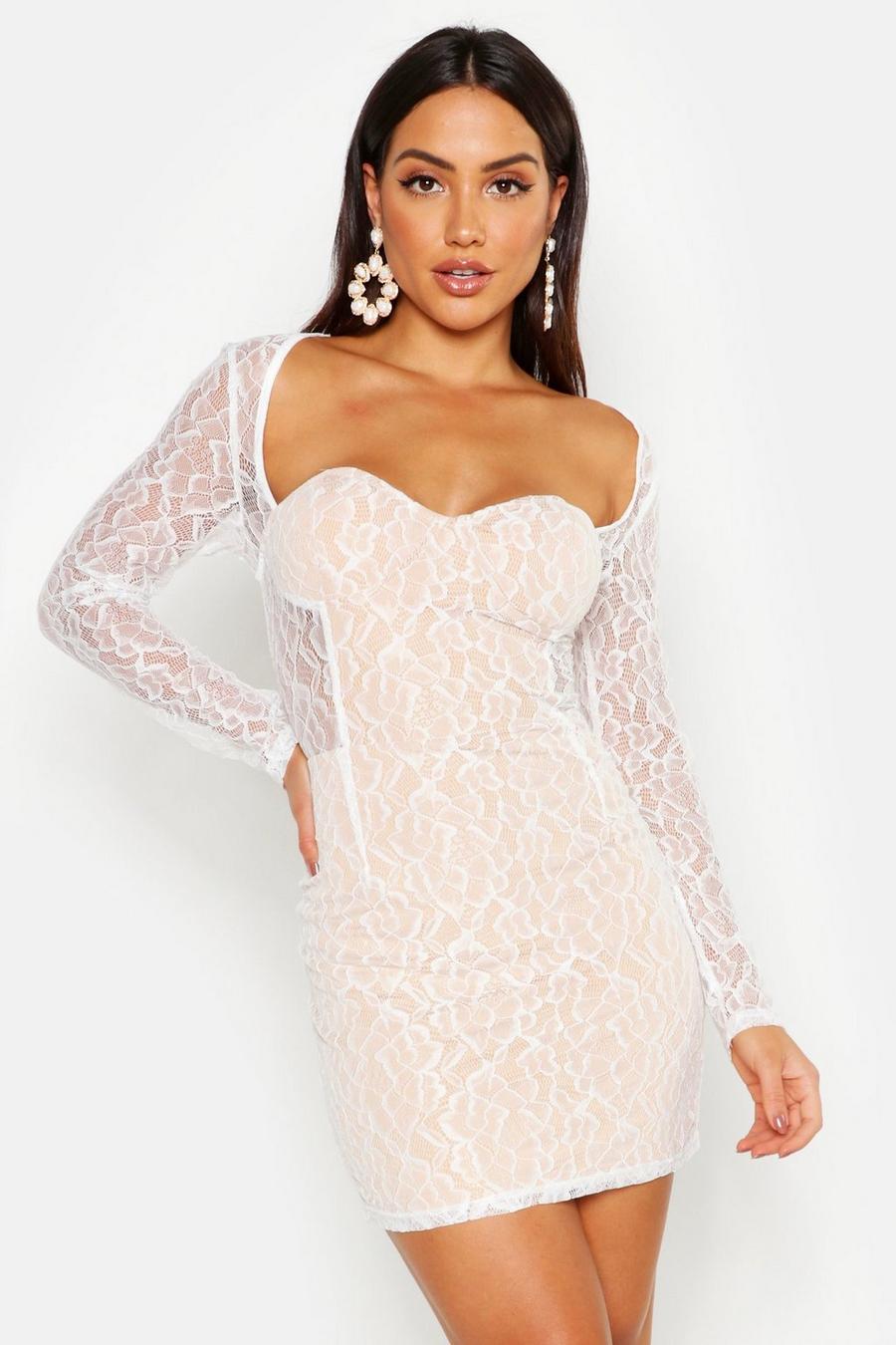 White All Over Lace Mini Dress image number 1