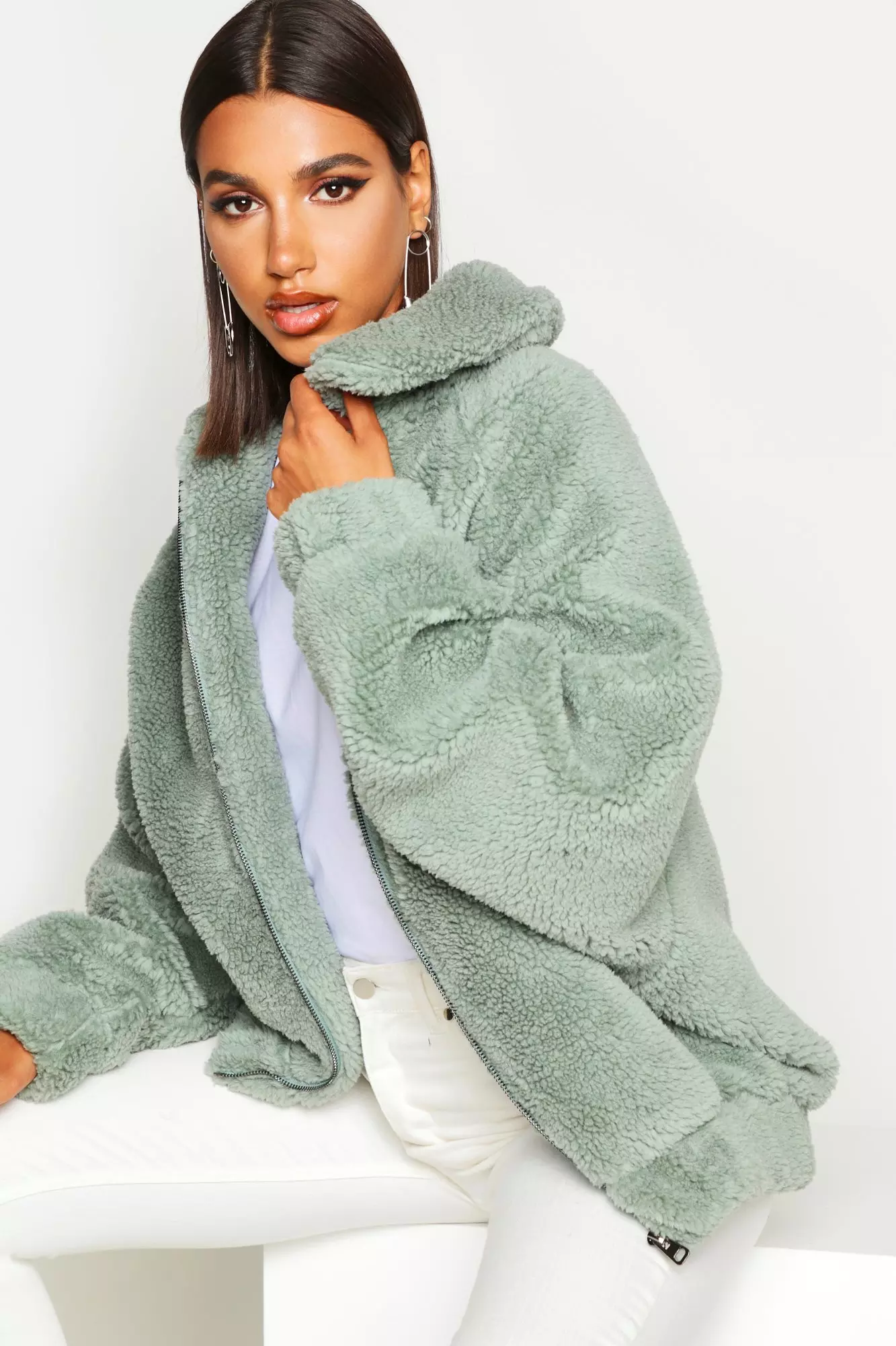 Sage long faux deals fur teddy coat