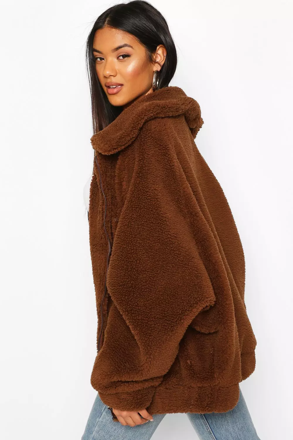 Oversized teddy bomber clearance jacket