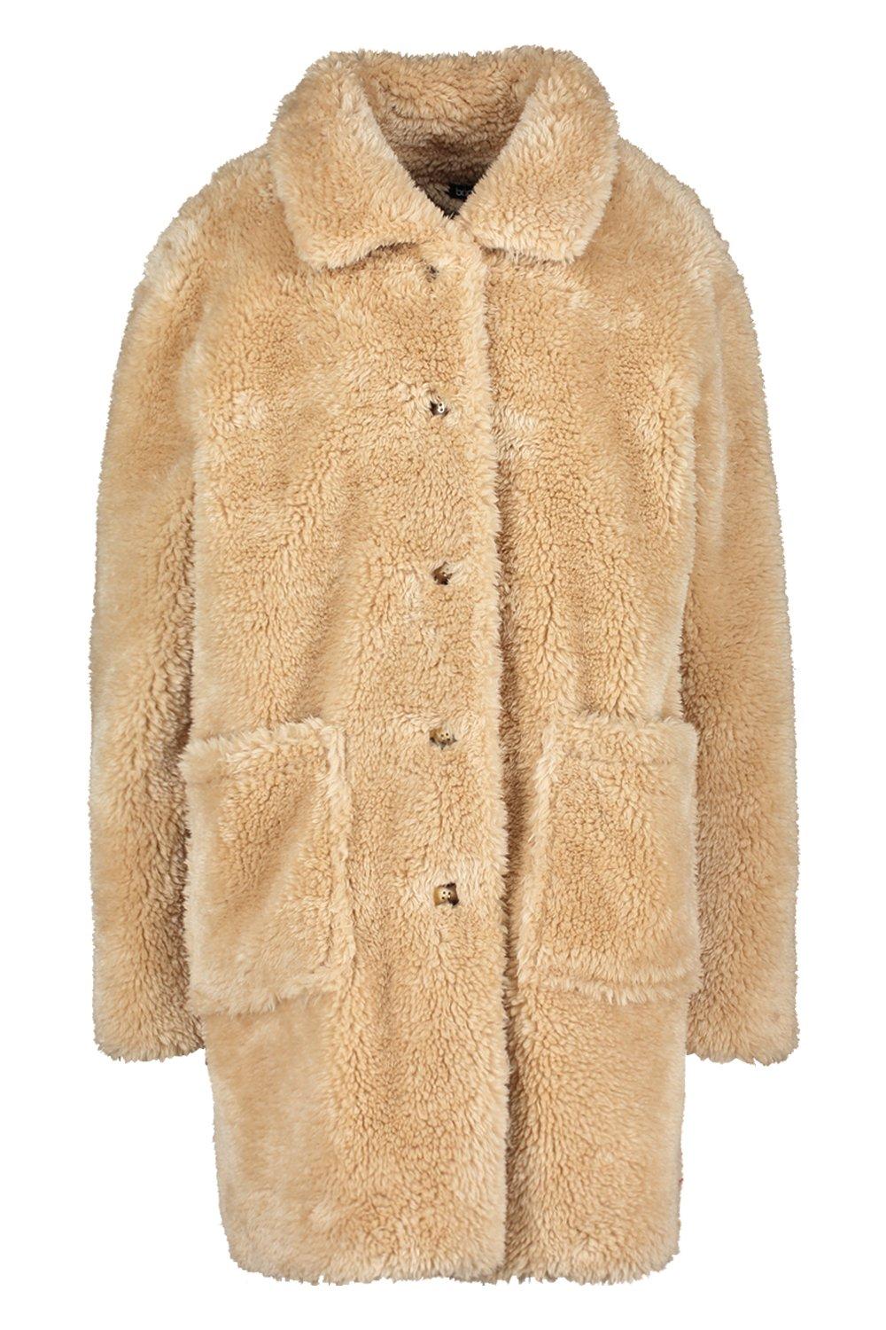 boohoo teddy fur coat