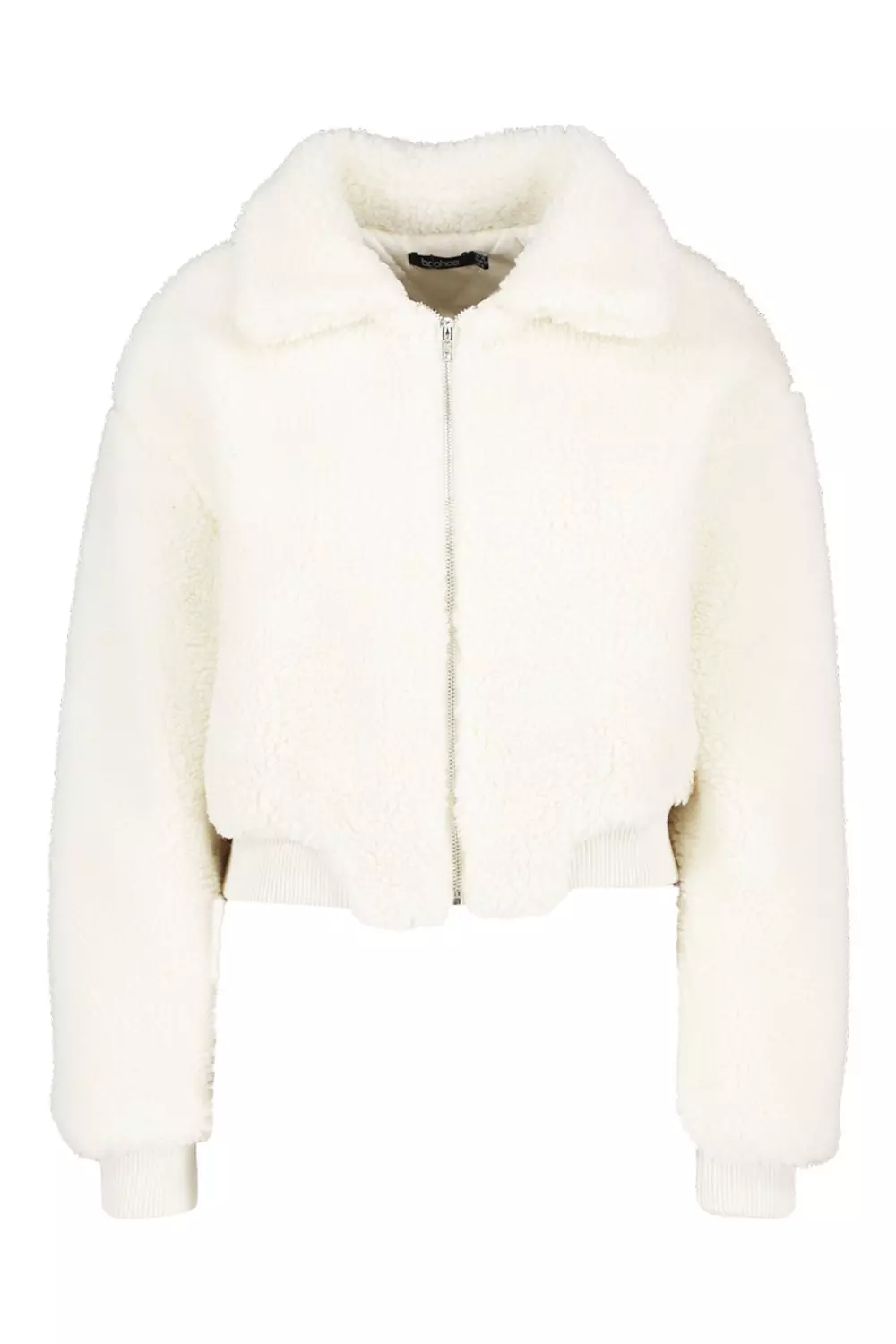 White faux clearance fur bomber jacket