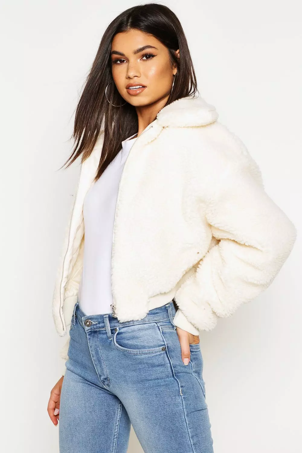 Cropped fur bomber best sale