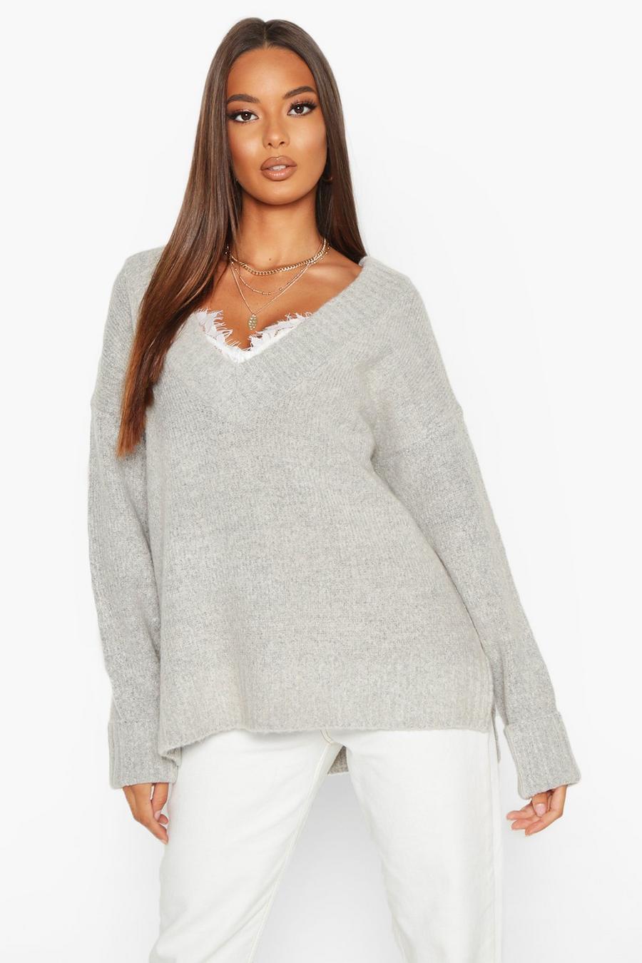 Fluffy Turn Up Cuff Round Neck Sweater image number 1