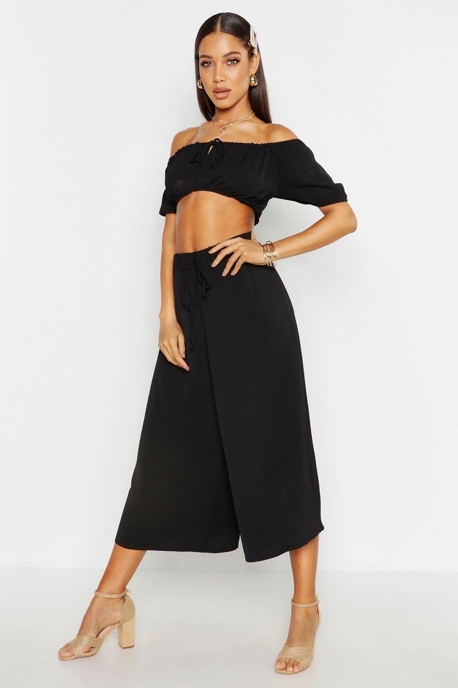 Linen Look Wide Leg Culottes image number 1