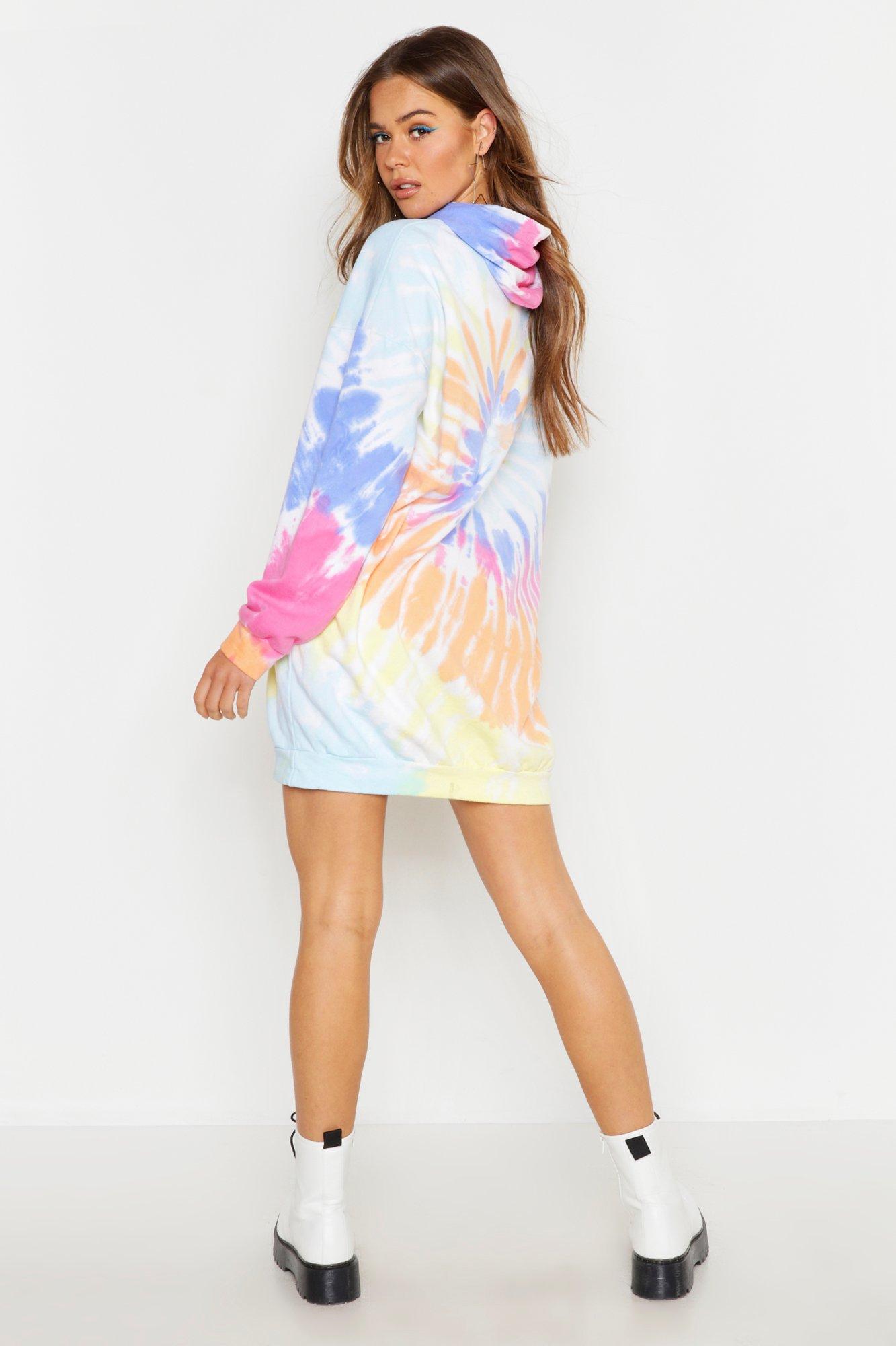 rainbow hoodie dress