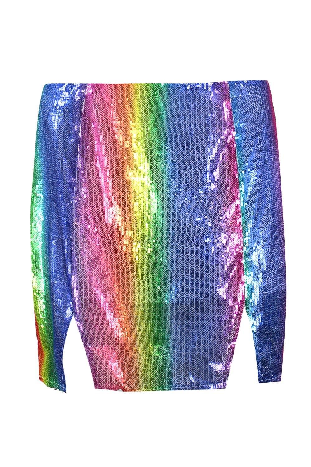 Minigonna con paillettes arcobaleno