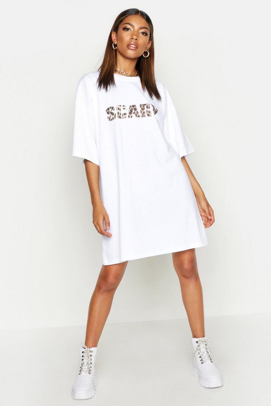 Vestido estilo camiseta ancha con eslogan “Scary” image number 1