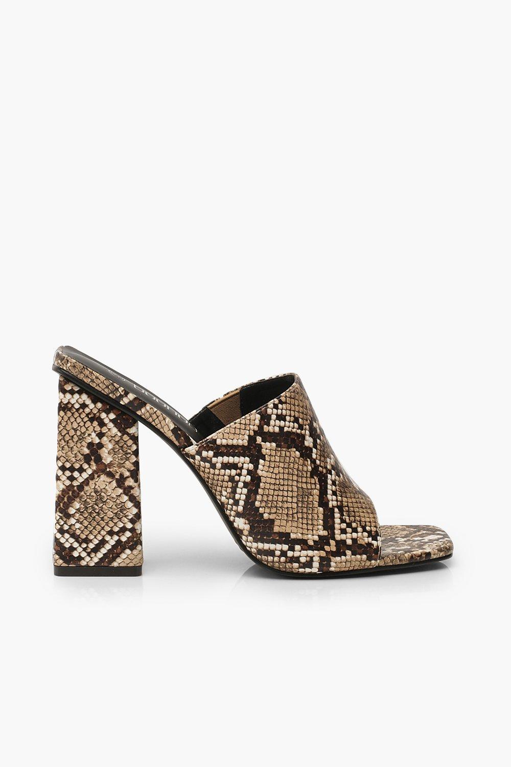 Snake print hot sale mule heels