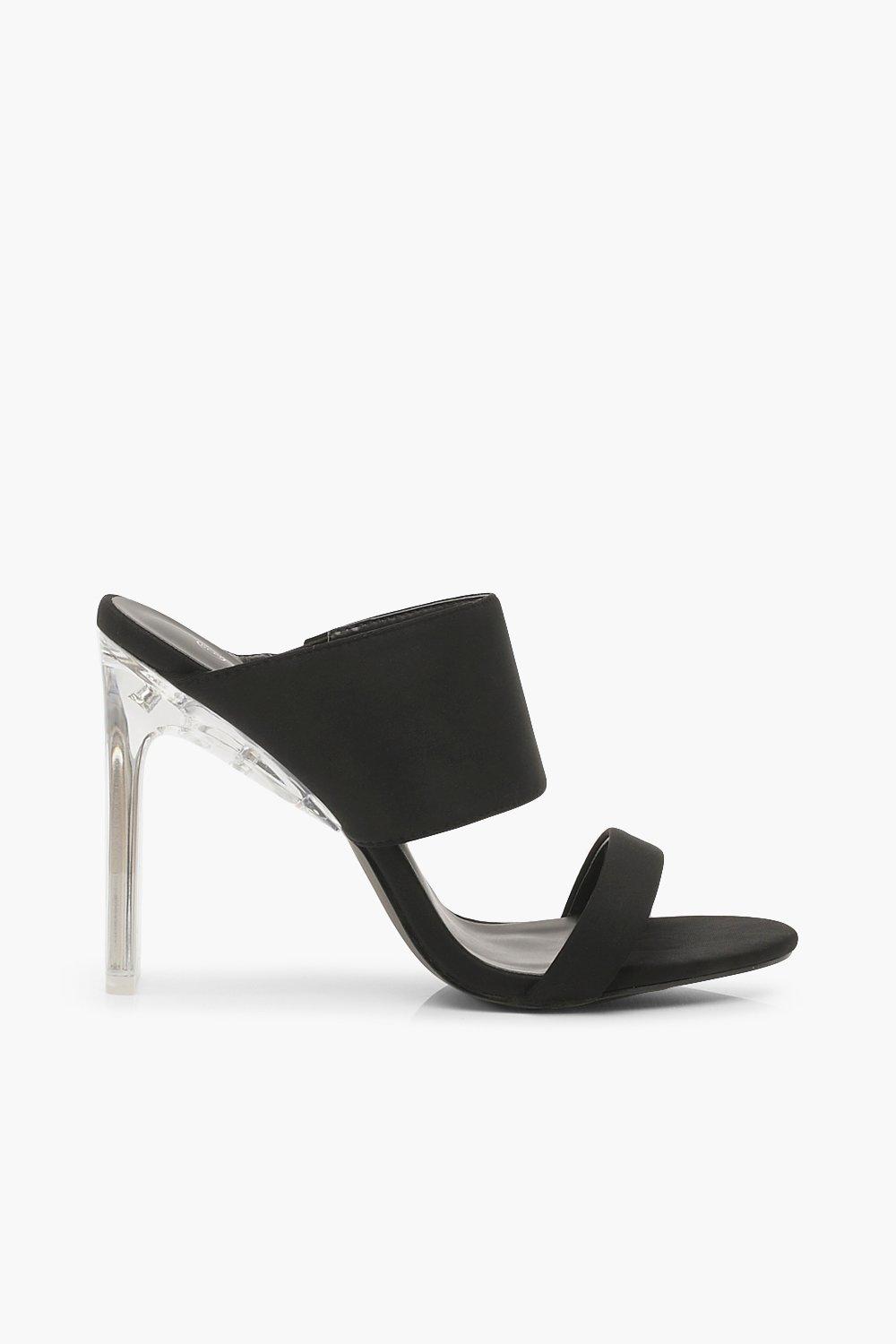 double strap clear heels
