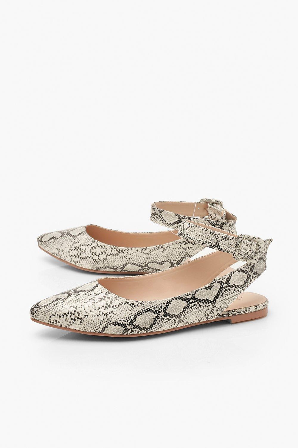 snake print pointed flats