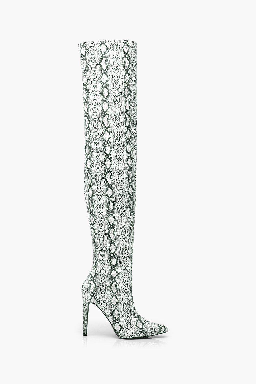 reflective thigh high boots