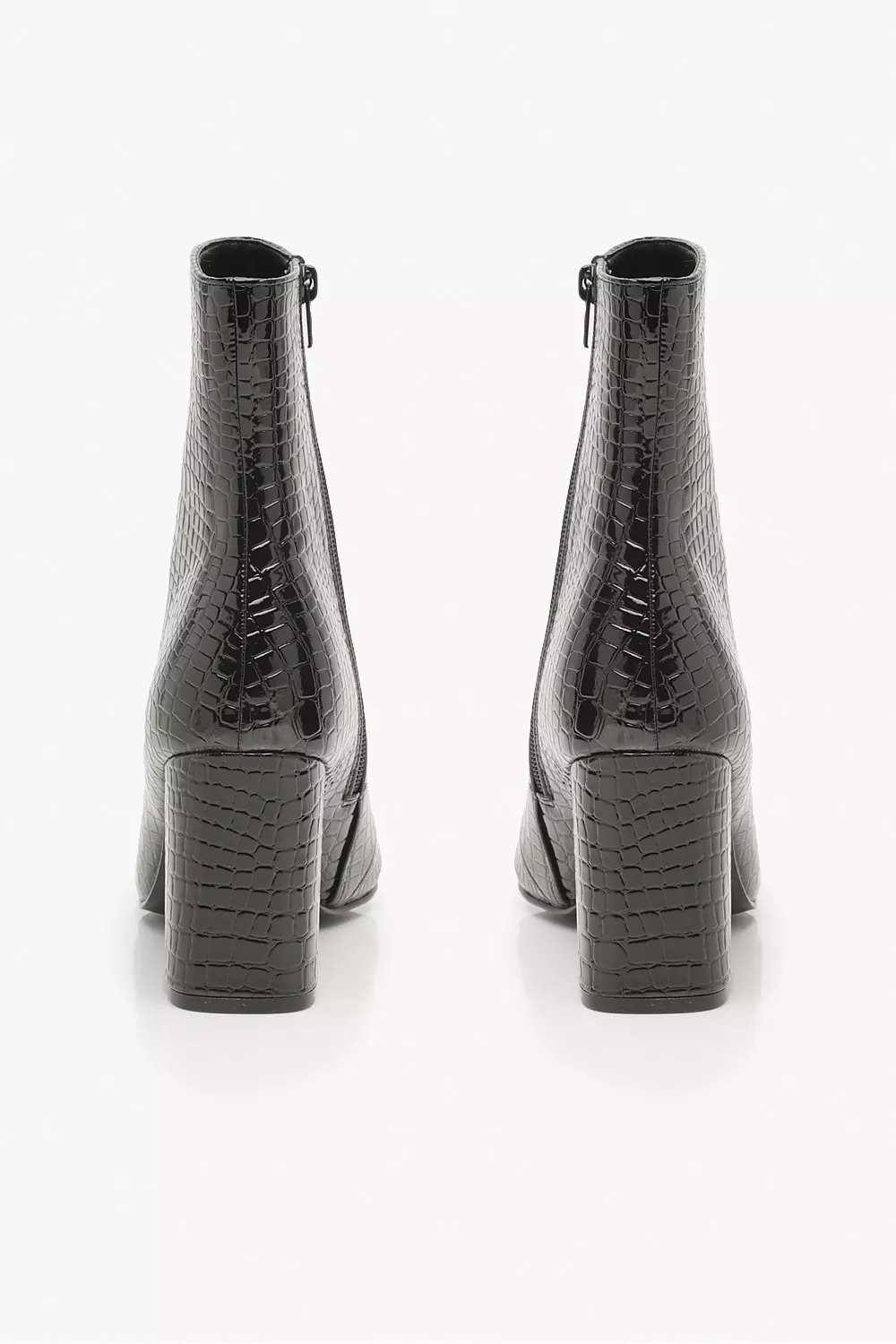 Black Wide Fit Croc Block Heel Sock Boots alternative image