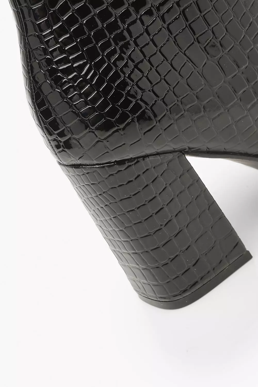 Black Wide Fit Croc Block Heel Sock Boots alternative image
